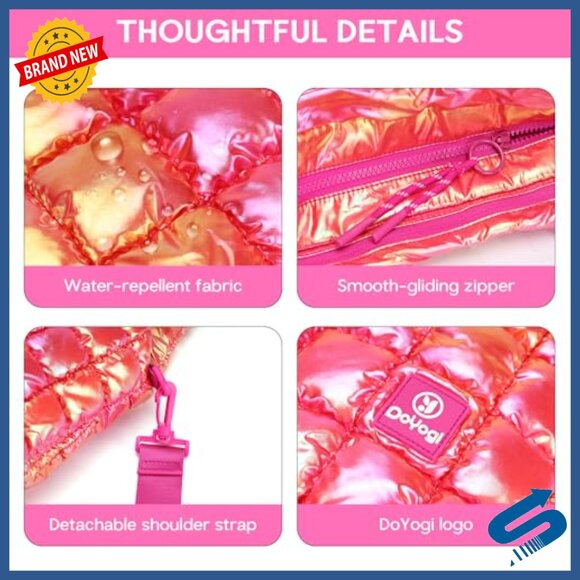 Large Quilted Puffer Tote Bag with Adjustable Shoulder Strap - Picture 6 of 6